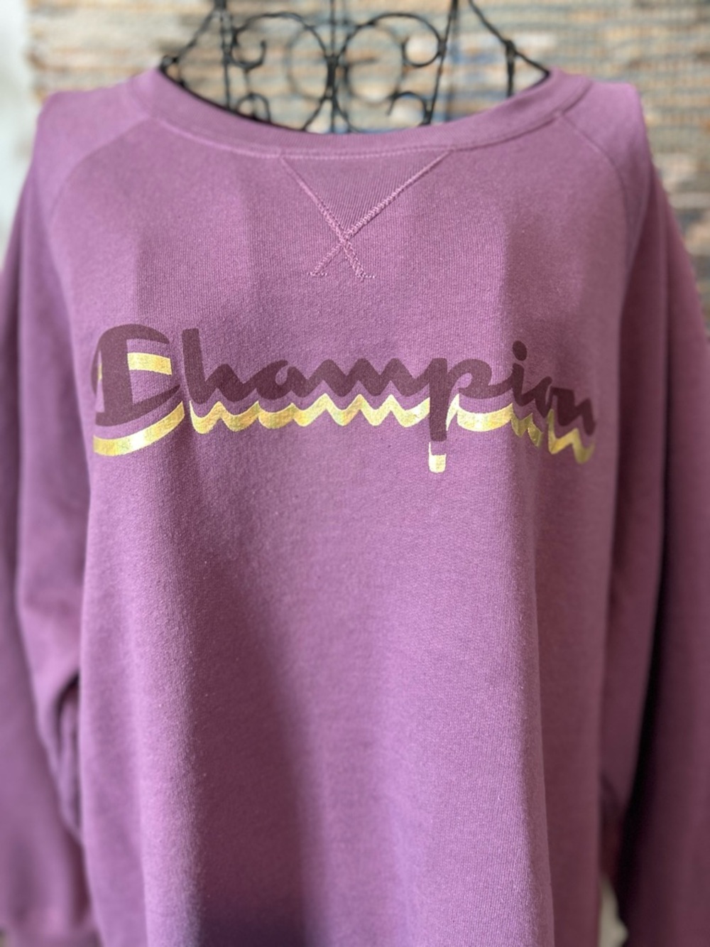 Champion Purple Script Crewneck Sweatshirt - Picture 2 of 10